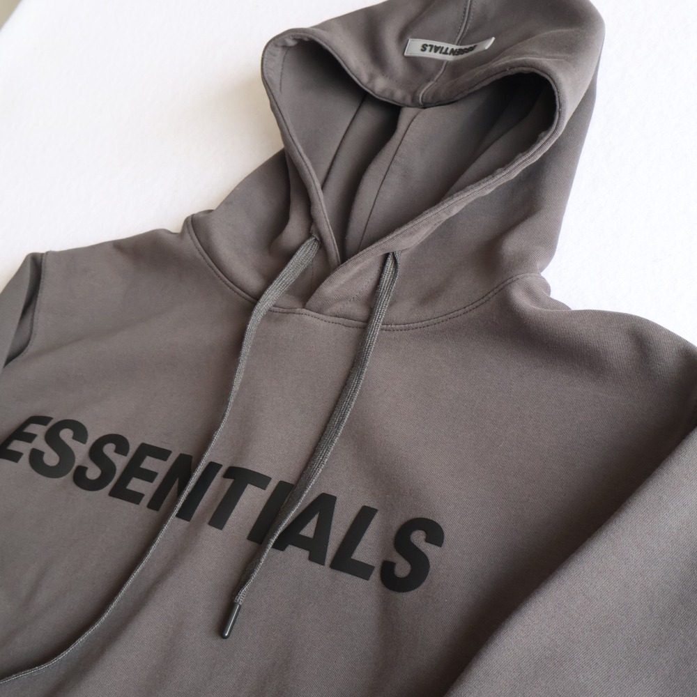 Fear of God Essentials Hoodie Charcoal Grey Logo Pullover Streetwear READ